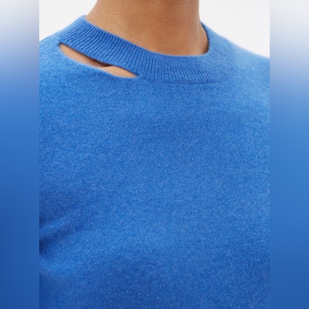 Frame Denim Women's Blue Cutout Ccropped Cashmere Sweater